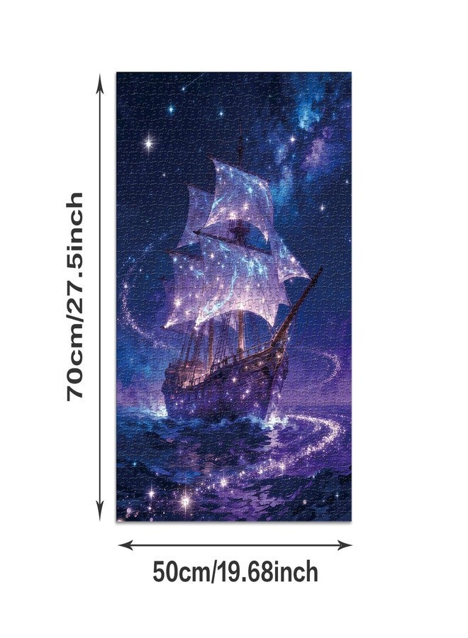 Cafly Family Jigsaw Puzzles for Adults 1000 Pieces, Challenging Fun Puzzles Stunning Art Wall Decor, Gift for Adult Puzzle Lovers, Poster Included, Starry Sky Ship C0830 - Image 4